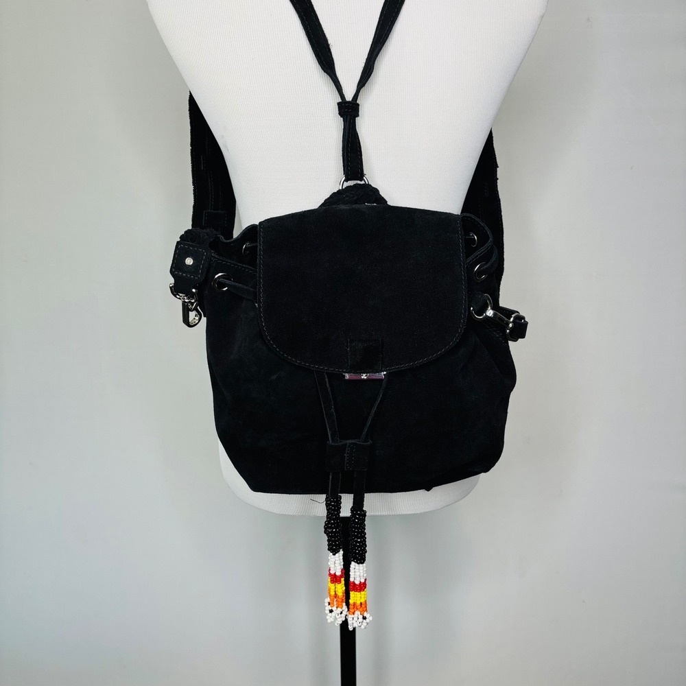 Zara Black Backpack with Beaded Accents